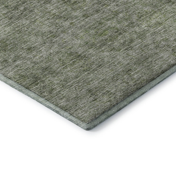 8' X 10' Olive Green And Silver Abstract Washable Area Rug With UV Protection