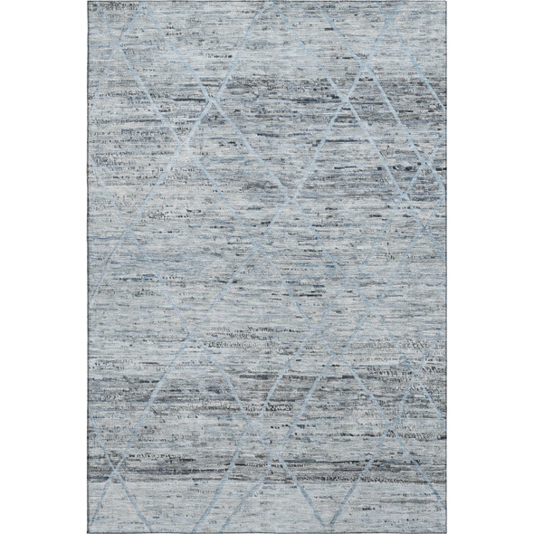 9' X 12' Blue Gray And Silver Abstract Geometric Washable Area Rug With UV Protection