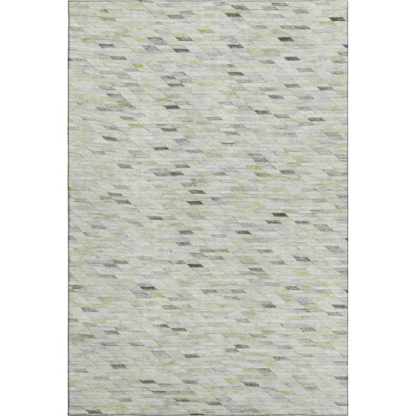 9' X 12' Green Gray And Ivory Geometric Washable Area Rug With UV Protection