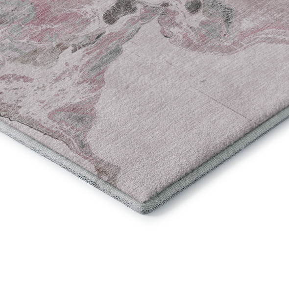 3' X 5' Pink Blue And Silver Abstract Washable Area Rug With UV Protection