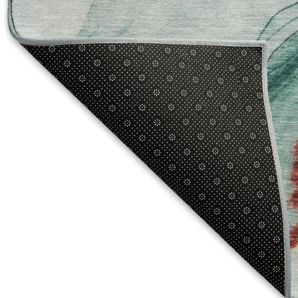 3' X 5' Teal Terra Cotta And Ivory Abstract Washable Area Rug With UV Protection