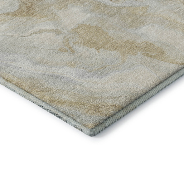 10' X 14' Beige Tan And Ivory Abstract Washable Area Rug With UV Protection