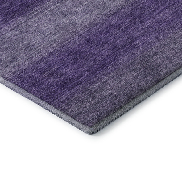 5' X 8' Purple And Lavender Striped Washable Area Rug With UV Protection