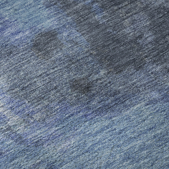 3' X 5' Navy Blue And Gray Abstract Washable Area Rug With UV Protection