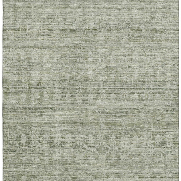3' X 5' Sage And Beige Striped Washable Area Rug With UV Protection