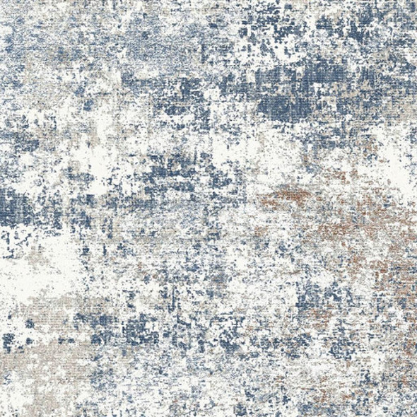 8' X 10' Blue And Ivory Abstract Washable Area Rug