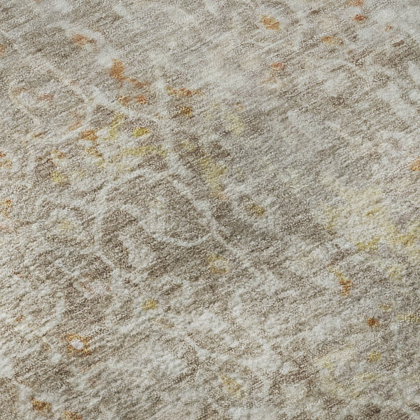 10' X 14' Brown Gold And Orange Oriental Washable Area Rug With UV Protection