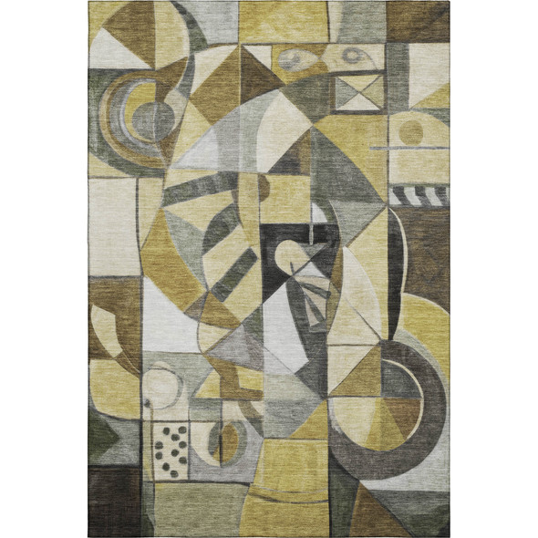 10' X 14' Brown Black And Gray Abstract Washable Area Rug With UV Protection