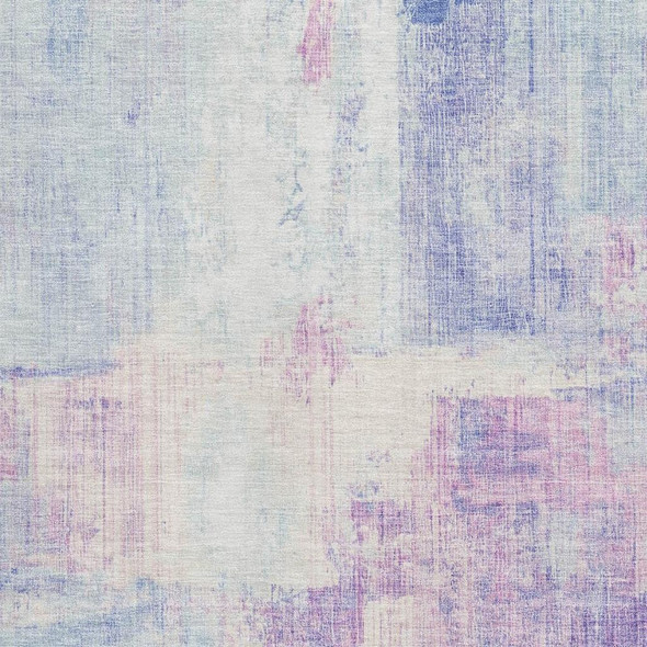 3' X 5' Sky Blue And Ivory Abstract Washable Area Rug With UV Protection