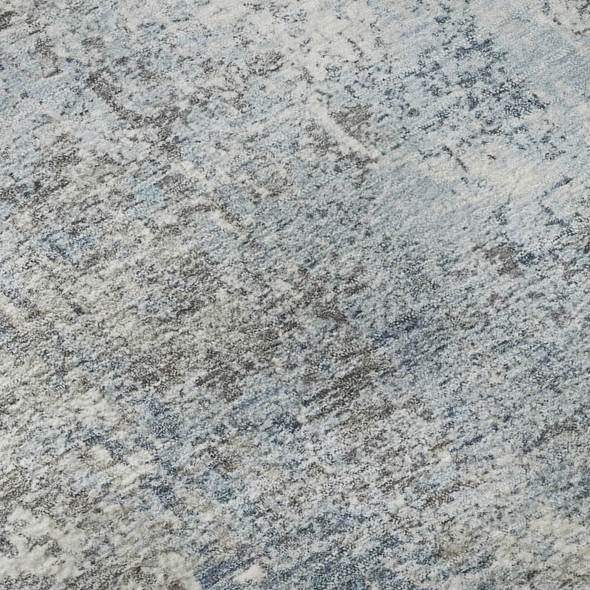 8' X 10' Blue And Ivory Abstract Washable Area Rug With UV Protection