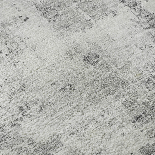 3' X 5' Gray And Silver Abstract Washable Area Rug With UV Protection