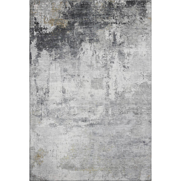 8' X 10' Gray And Silver Abstract Washable Area Rug With UV Protection