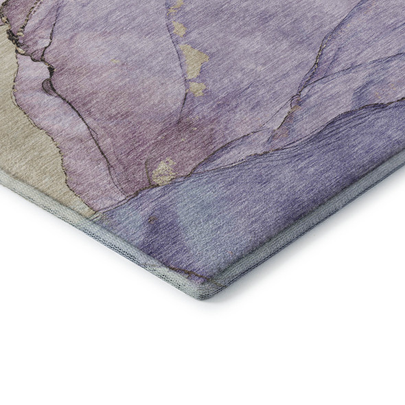 3' X 5' Lavender Beige And Ivory Abstract Washable Area Rug With UV Protection