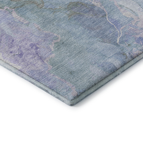 5' X 8' Lavender And Blue Abstract Washable Area Rug With UV Protection
