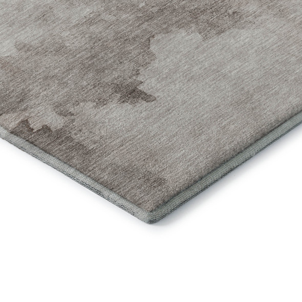 5' X 8' Taupe And Beige Abstract Washable Area Rug With UV Protection