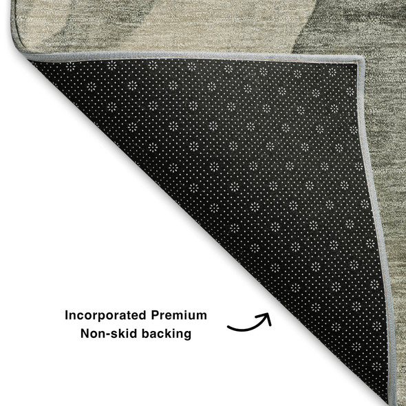 3' X 5' Orange Gray And Silver Abstract Washable Area Rug With UV Protection