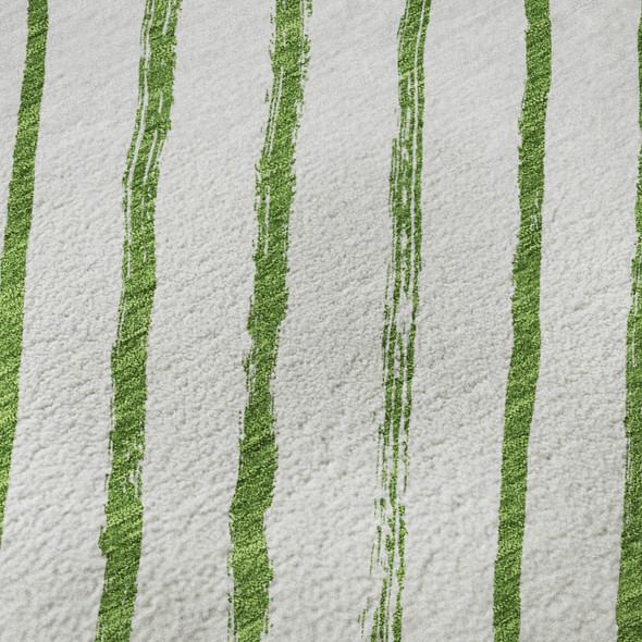 8' X 10' Green And Ivory Abstract Geometric Washable Area Rug With UV Protection