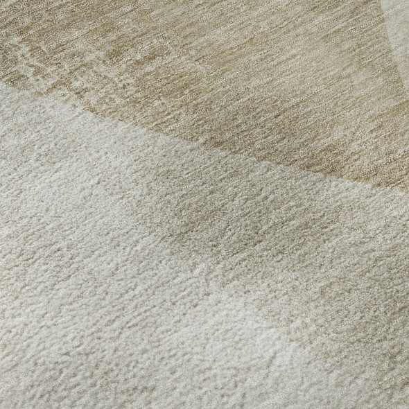 5' X 8' Beige And Ivory Abstract Washable Area Rug With UV Protection