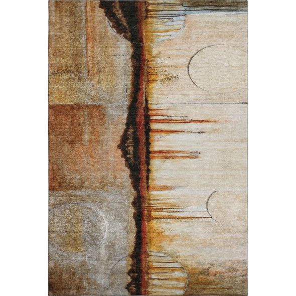 10' X 14' Rust And Charcoal Abstract Washable Area Rug With UV Protection