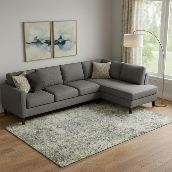 8' X 10' Pewter And Beige Abstract Washable Area Rug With UV Protection