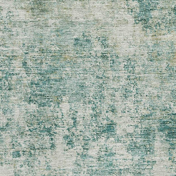 9' X 12' Teal And Beige Abstract Washable Area Rug With UV Protection