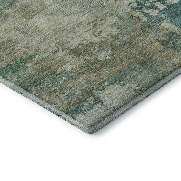 8' X 10' Teal And Beige Abstract Washable Area Rug With UV Protection