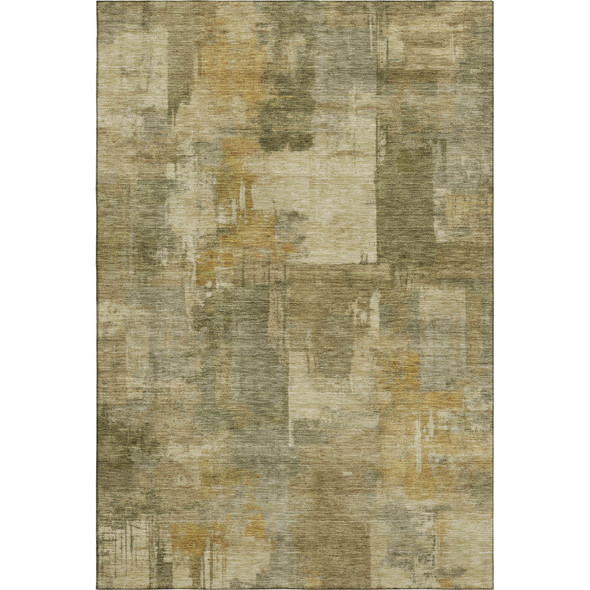 10' X 14' Khaki And Beige Abstract Washable Area Rug With UV Protection