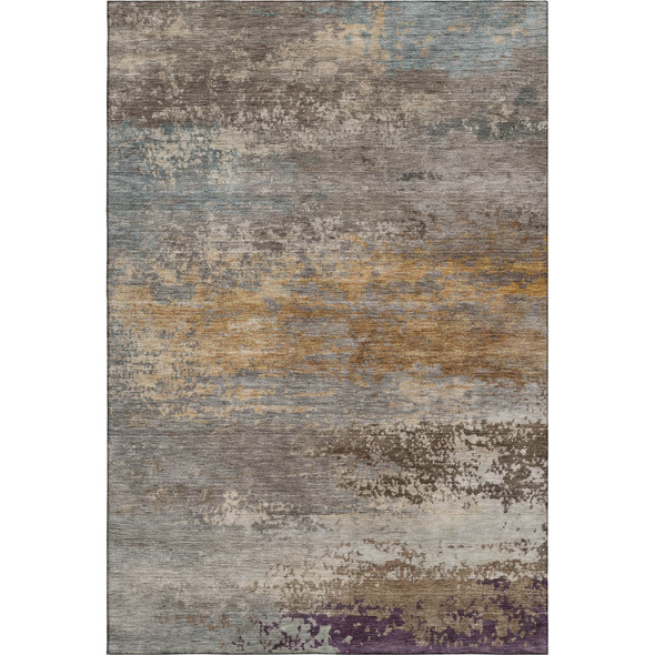 8' X 10' Brown And Gray Abstract Washable Area Rug With UV Protection