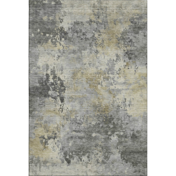 8' X 10' Pewter And Charcoal Abstract Washable Area Rug With UV Protection