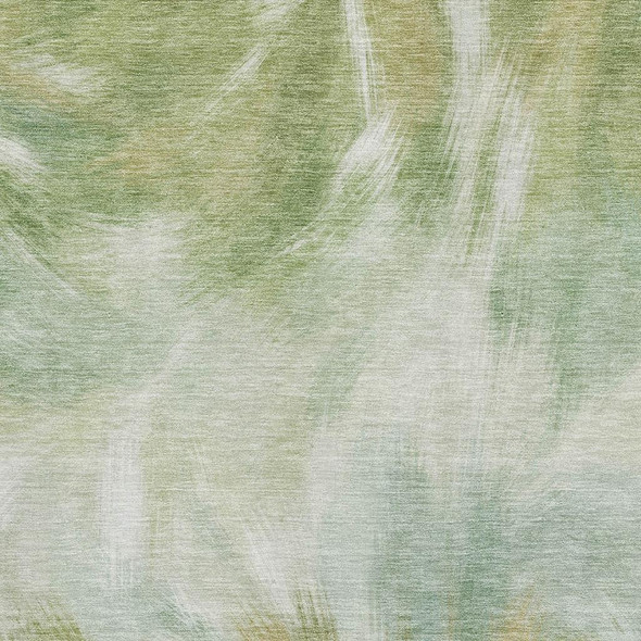 3' X 5' Green And Ivory Abstract Washable Area Rug With UV Protection
