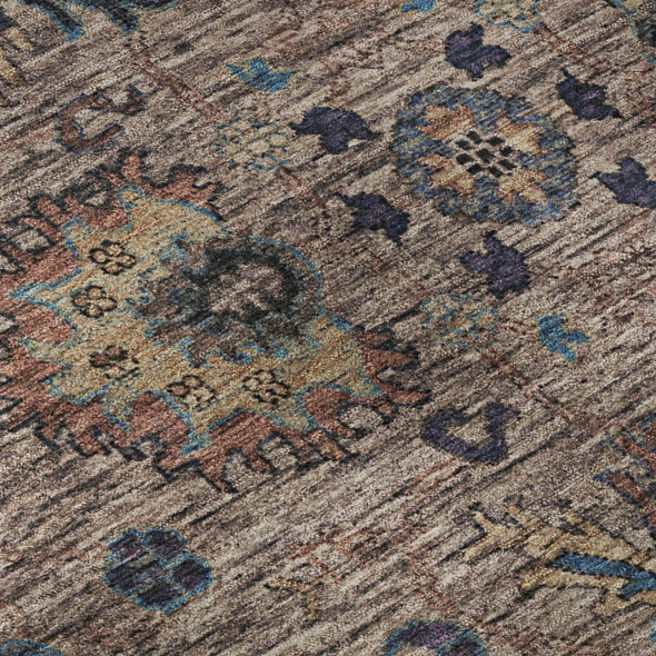 3' X 5' Coffee And Copper Oriental Washable Area Rug With UV Protection