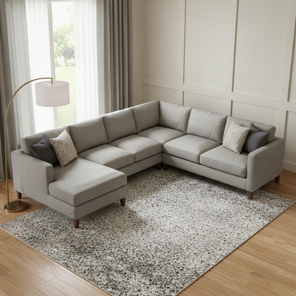 9' X 12' Coffee And Gray Abstract Washable Area Rug With UV Protection
