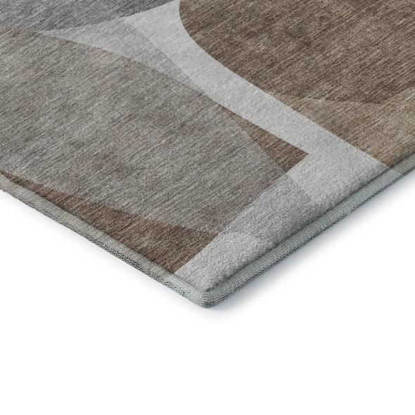 10' X 14' Coffee And Gray Abstract Washable Area Rug With UV Protection
