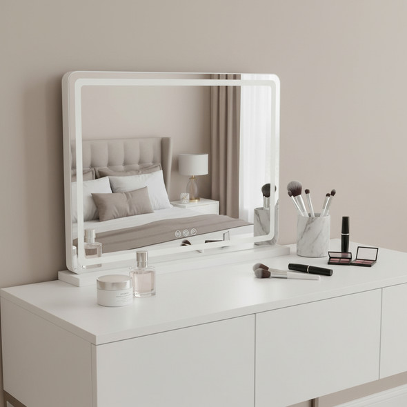 23" Clear Lighted Freestanding Frameless Makeup Shaving Tabletop Mirror