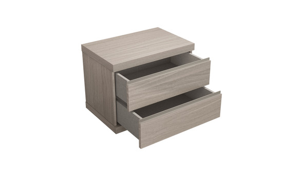 18" Beige Wood Two Drawer Nightstand