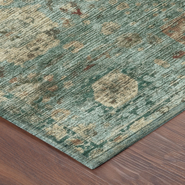 3' X 5' Blue And Teal Blue Abstract Washable Indoor Outdoor Area Rug