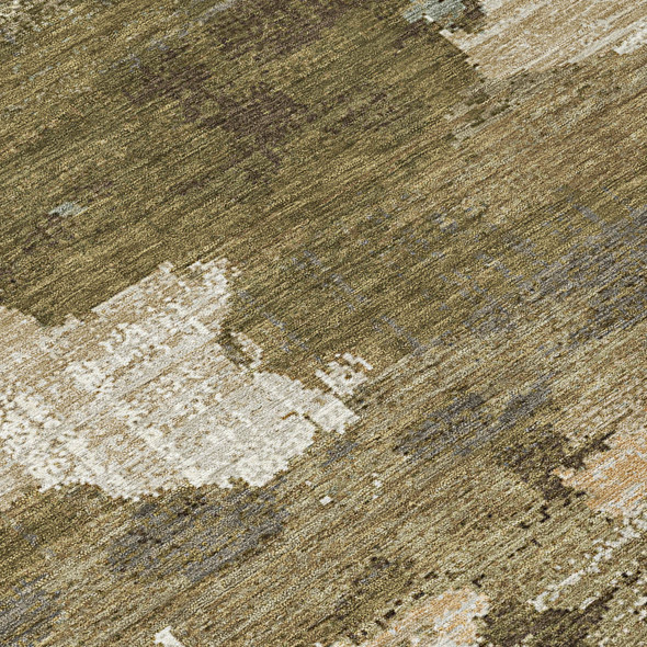 3' X 5' Khaki And Beige Abstract Washable Indoor Outdoor Area Rug