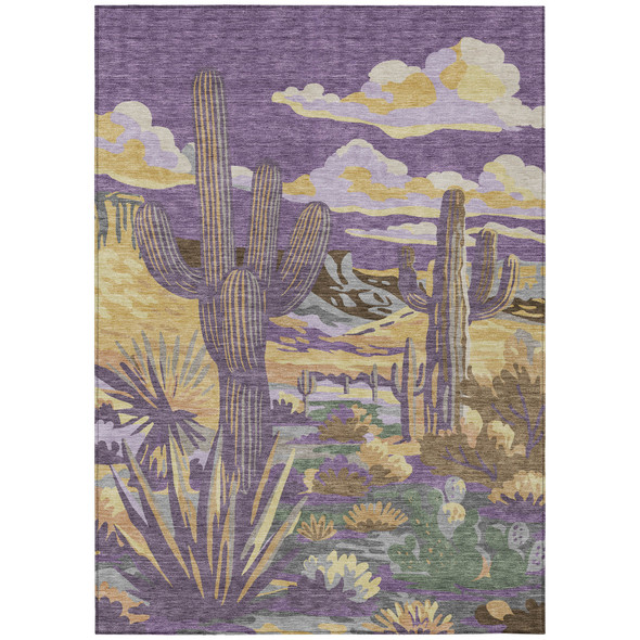 9' X 12' Purple And Plum Trees Washable Indoor Outdoor Area Rug