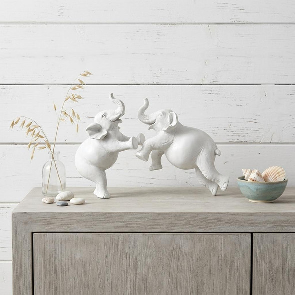 6" White Resin Elephant Decorative Wall Sculpture