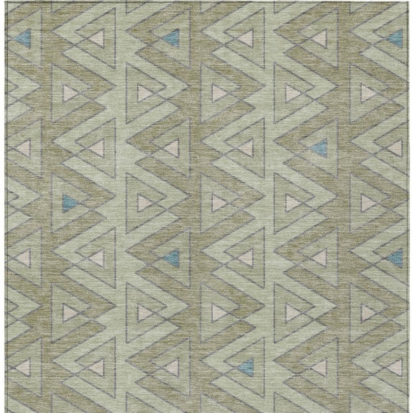 8' X 10' Green And Sage Geometric Washable Indoor Outdoor Area Rug