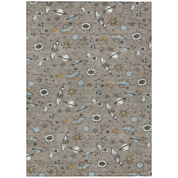 8' X 10' Taupe And Gray Animal Print Washable Indoor Outdoor Area Rug