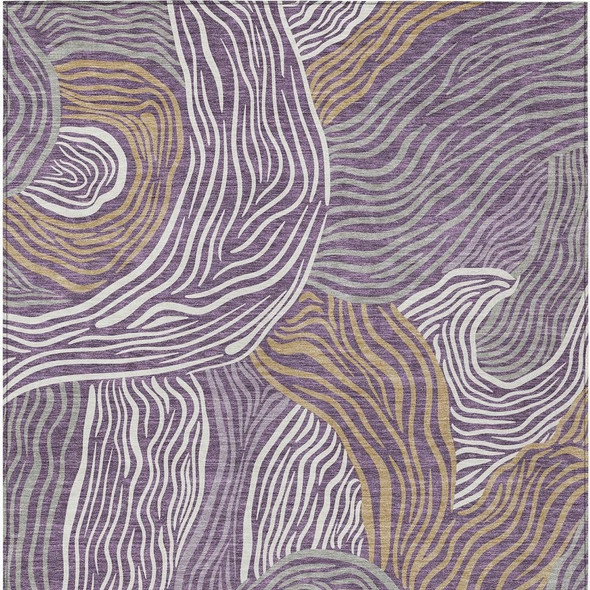 9' X 12' Purple And Ivory Ikat Washable Indoor Outdoor Area Rug
