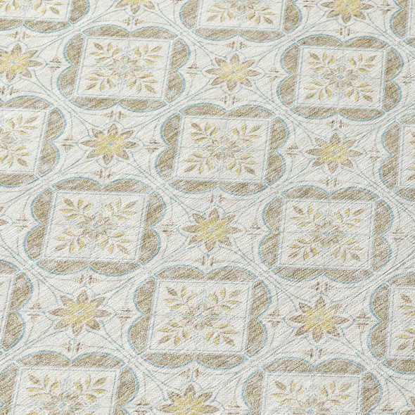 10' X 14' Ivory And Linen Geometric Washable Indoor Outdoor Area Rug