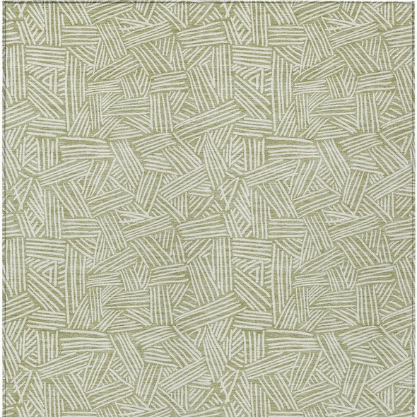 8' X 10' Green And Ivory Geometric Washable Indoor Outdoor Area Rug