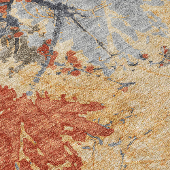 5' X 8' Wheat And Beige Abstract Washable Indoor Outdoor Area Rug