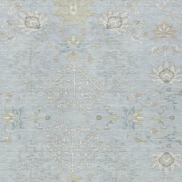 3' X 5' Sky Blue And Ivory Oriental Washable Indoor Outdoor Area Rug