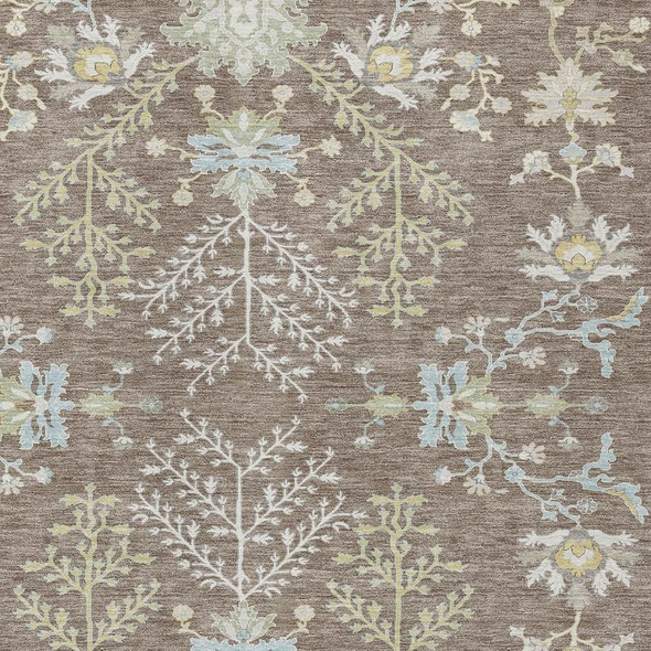 3' X 5' Taupe And Ivory Oriental Washable Indoor Outdoor Area Rug