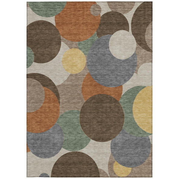 10' X 14' Chocolate And Brown Geometric Washable Indoor Outdoor Area Rug