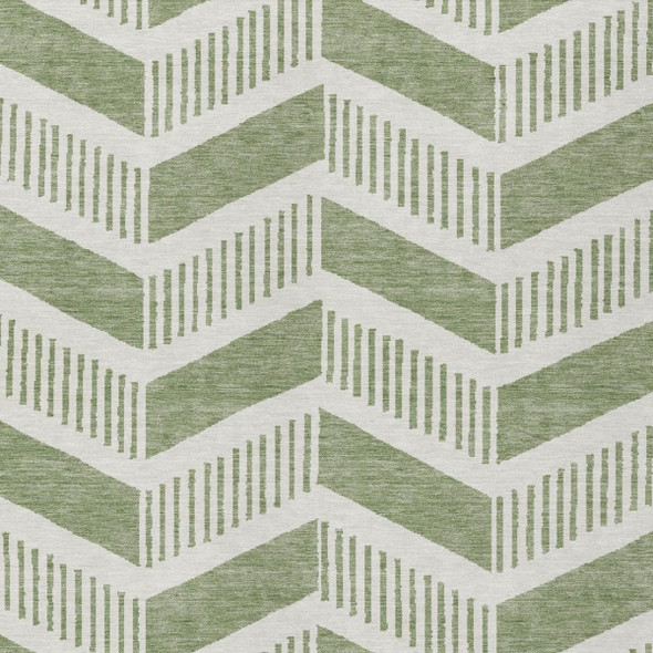 5' X 8' Fern Green And Green Geometric Washable Indoor Outdoor Area Rug