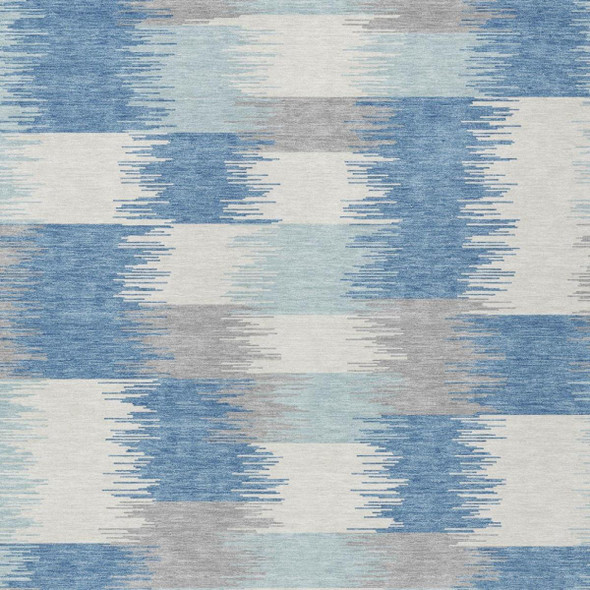 3' X 5' Denim Blue And Blue Geometric Washable Indoor Outdoor Area Rug